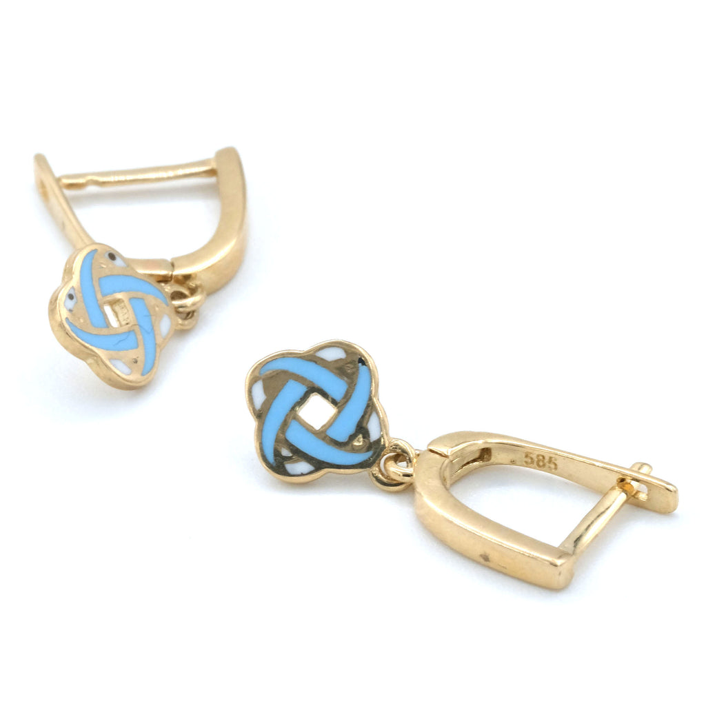 14 K Gold Kids' Earrings Galaxy Motif