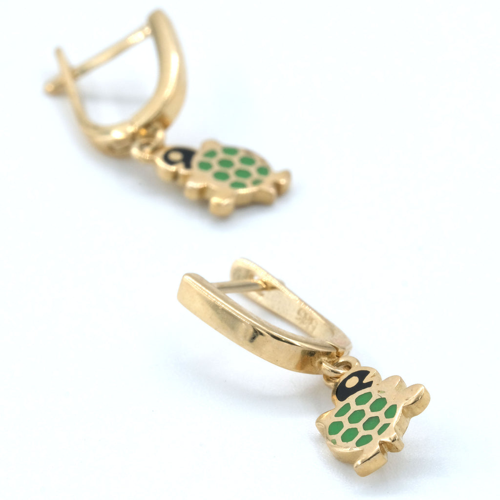 14 K Gold Kaplumbağa Figured Kids' Earrings