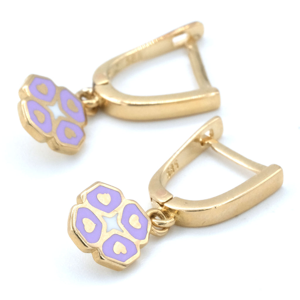 14 K Gold Kids' Earrings Lila Flower Figured