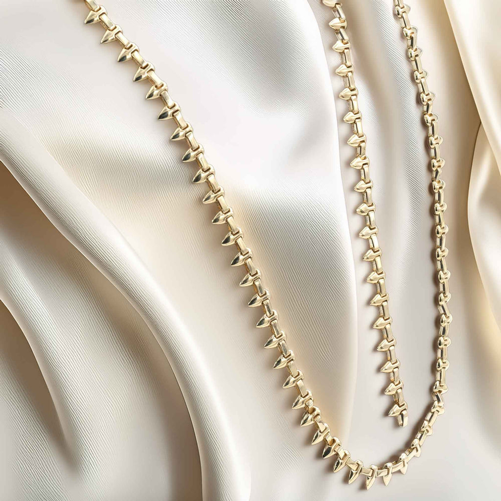 Gold 14 K Drop Chain Set 2’li Kombin Necklace Bracelet
