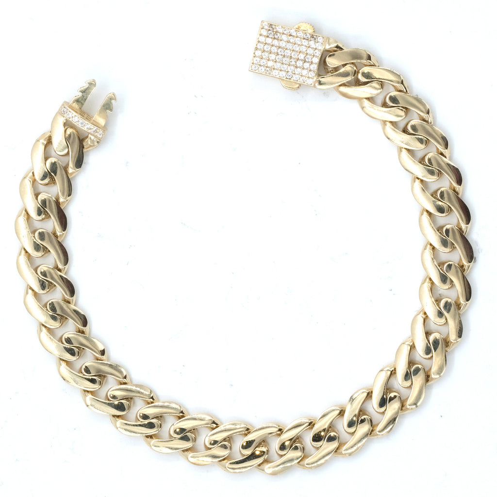 14 K Stone-set Gourmette Kilitli Bracelet
