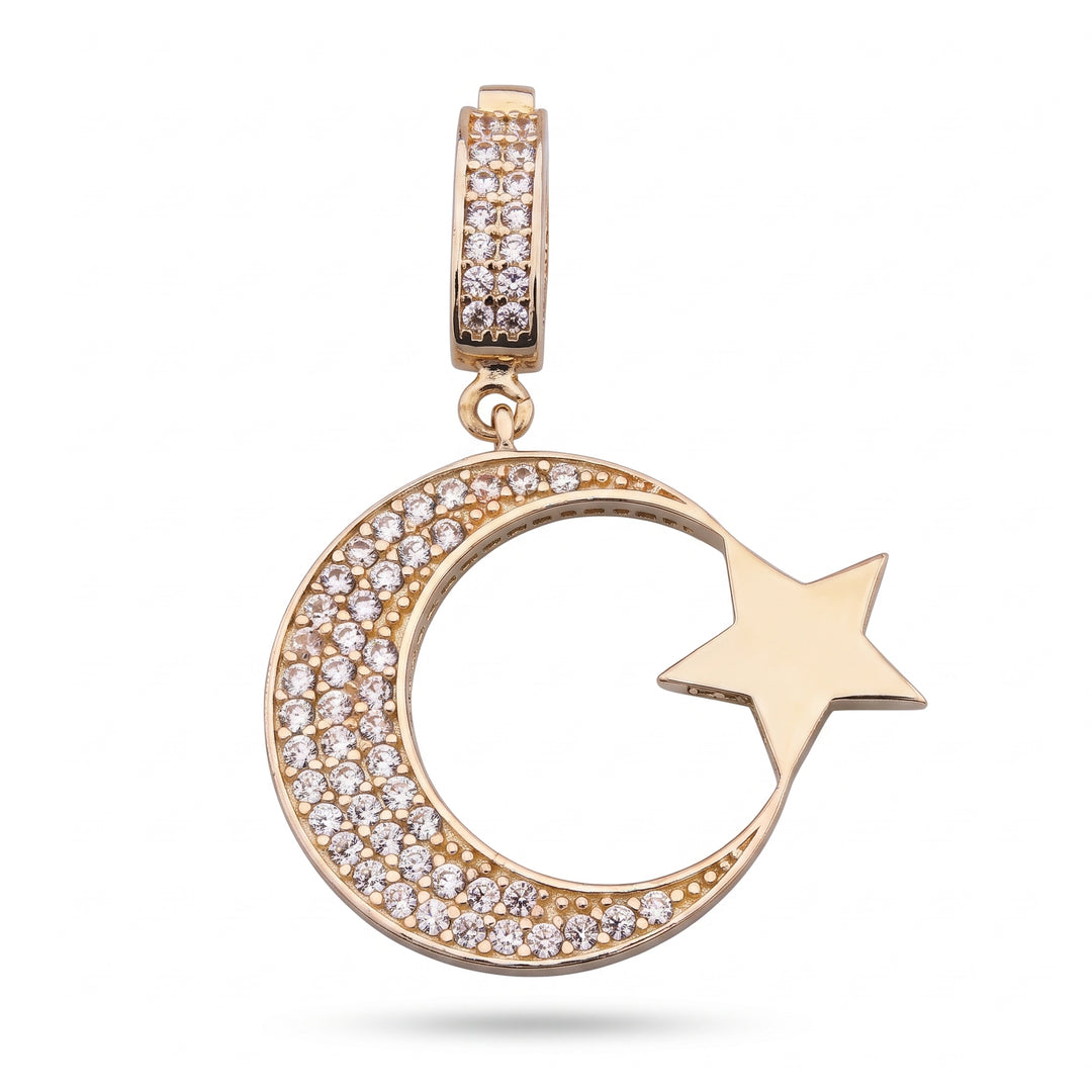 14 Ayar Altın Taşlı Ay Yıldız Kolye Ucu – 3,42 Gram - Güzelse Çizgidendir