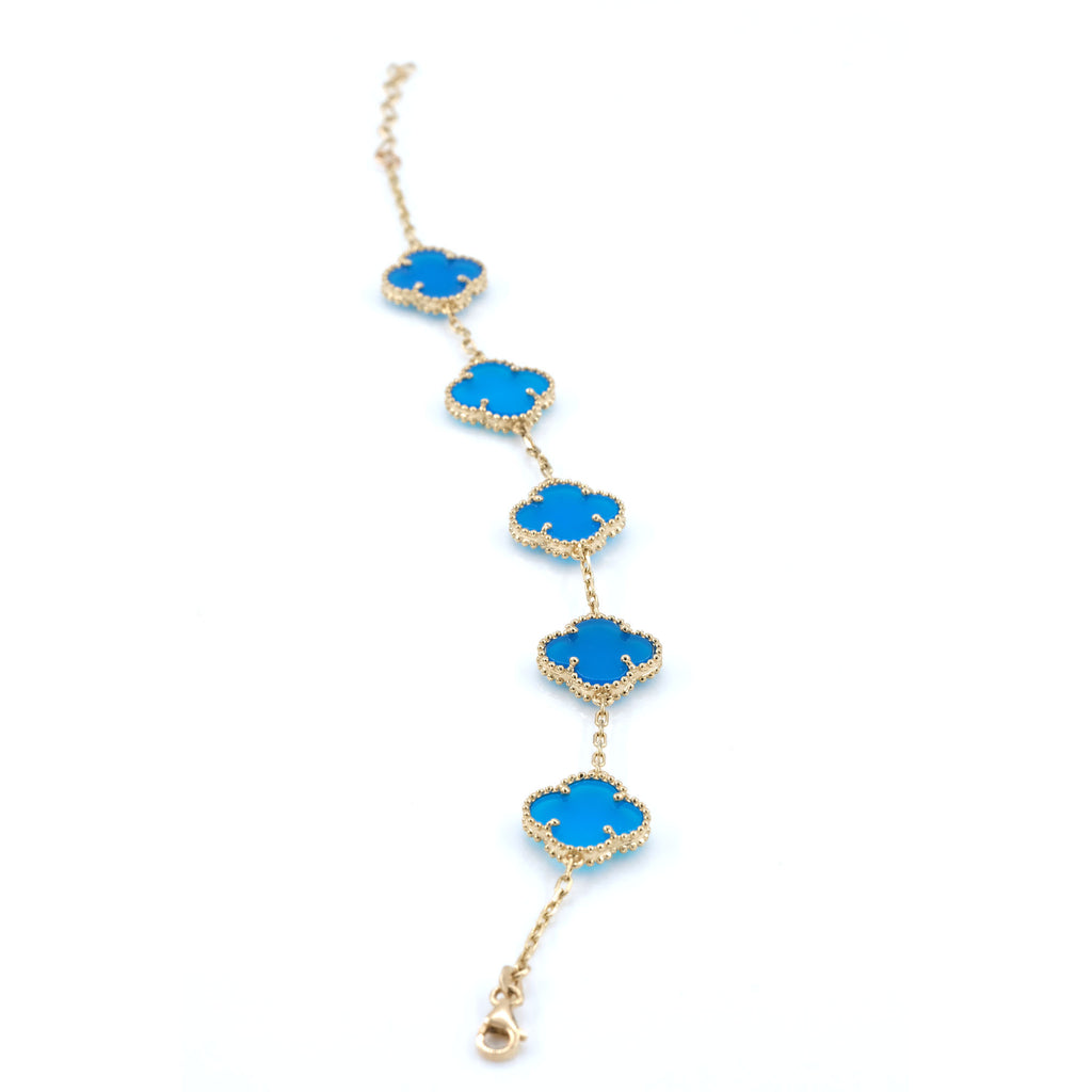 14 K Clover Stone-set Gold Bracelet 7,80 g Elegant & Sparkling Design