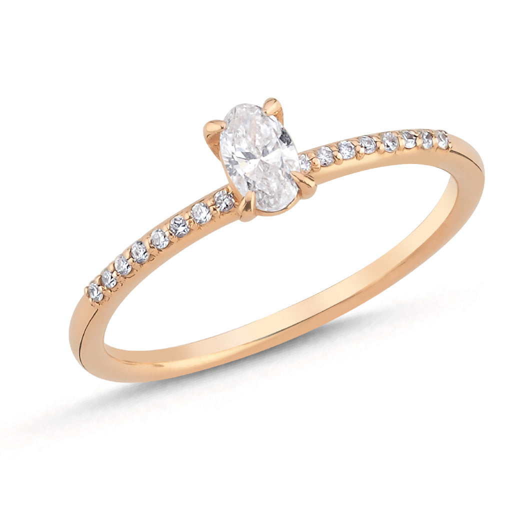 0,40 Ct FCSi Oval Diamond Ring 14 K Gold