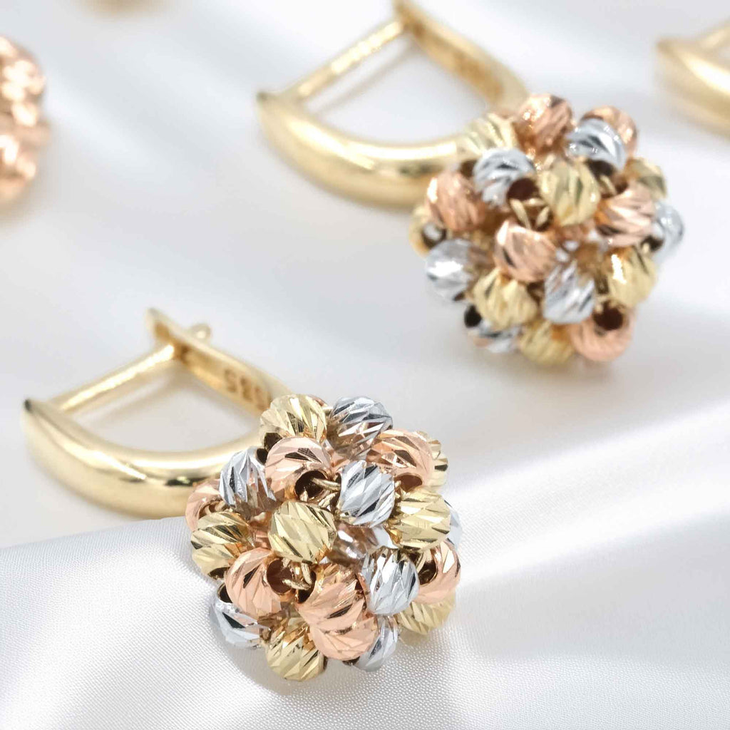 14 K Gold Top Earrings Italian Şıklığında Hafif Elegant Earrings 4,07 g Women's Earrings