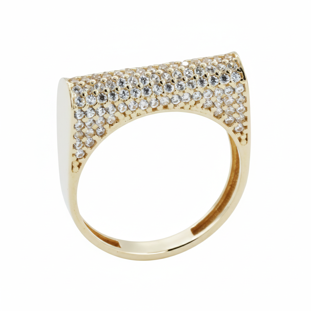 14 K Gold Silindir Design Ring