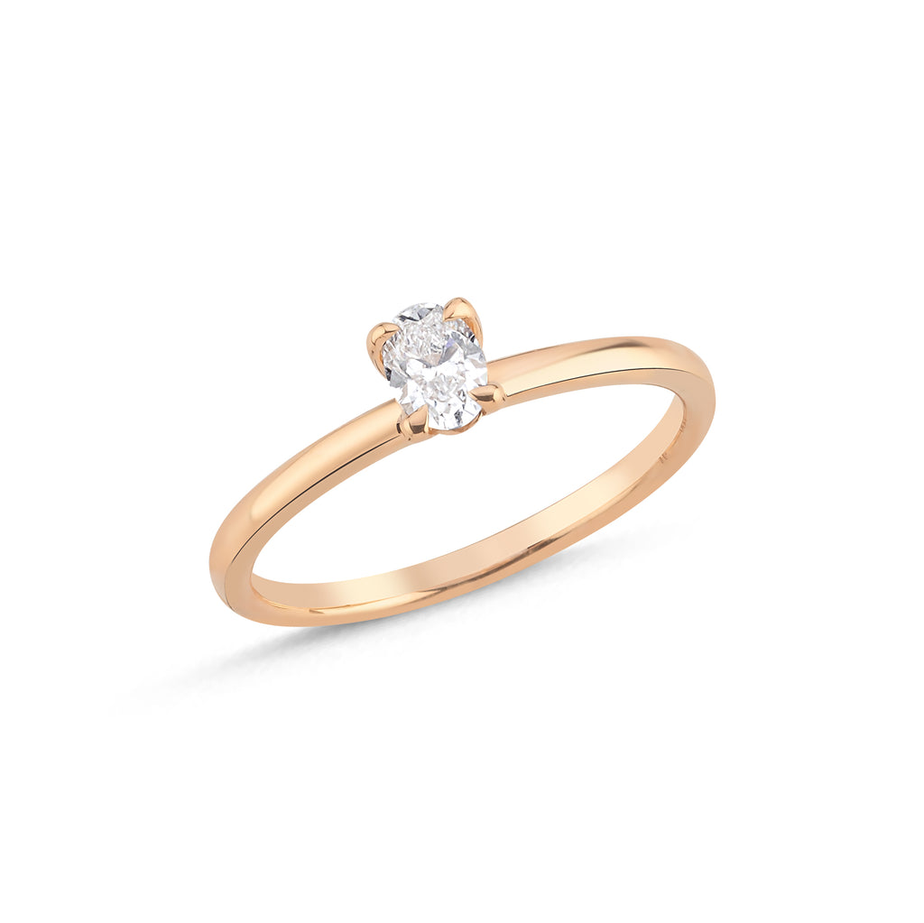 0,30 Ct FCSI Oval Diamond Ring 14 K Gold
