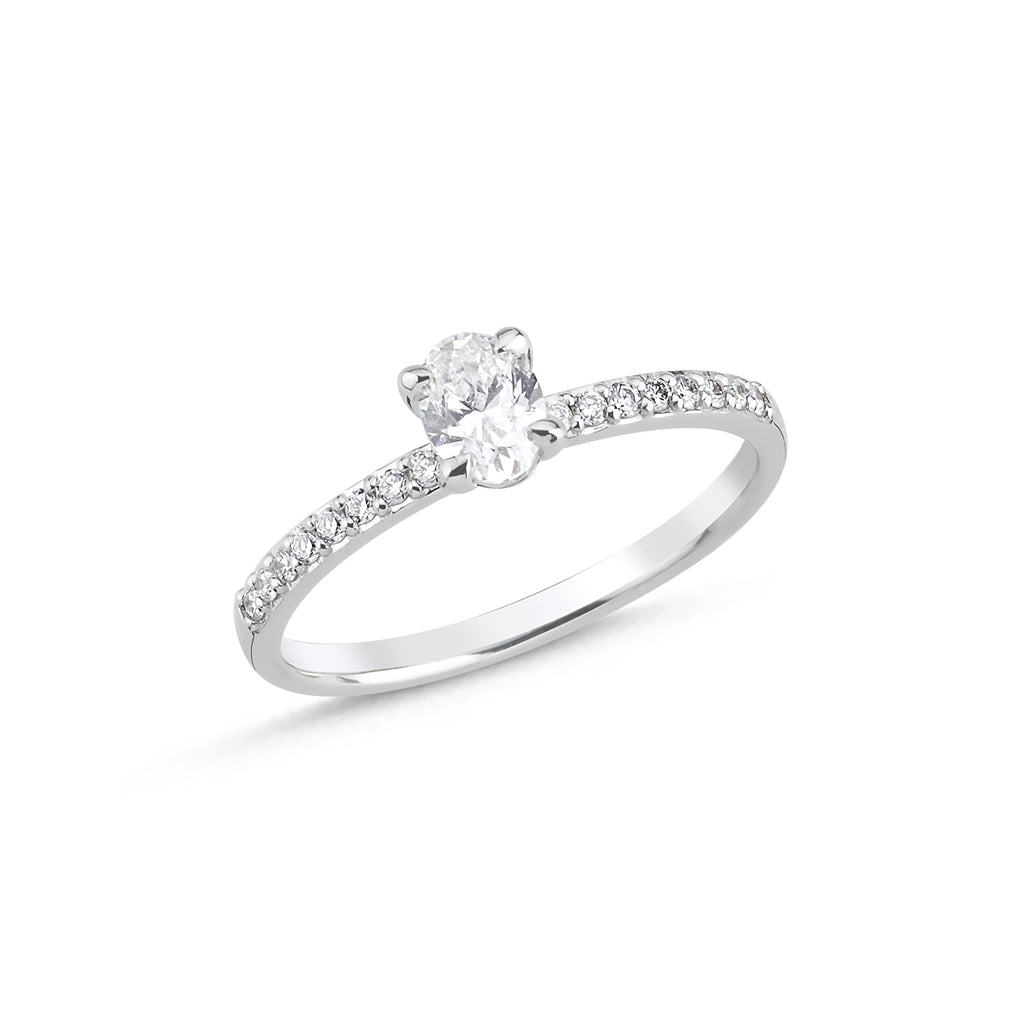 0,40 Ct FCSi Oval Diamond Ring White 14 K Gold