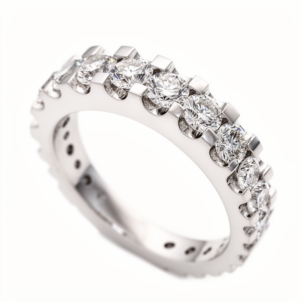 Half Tur Row Diamond Ring 14 K Gold