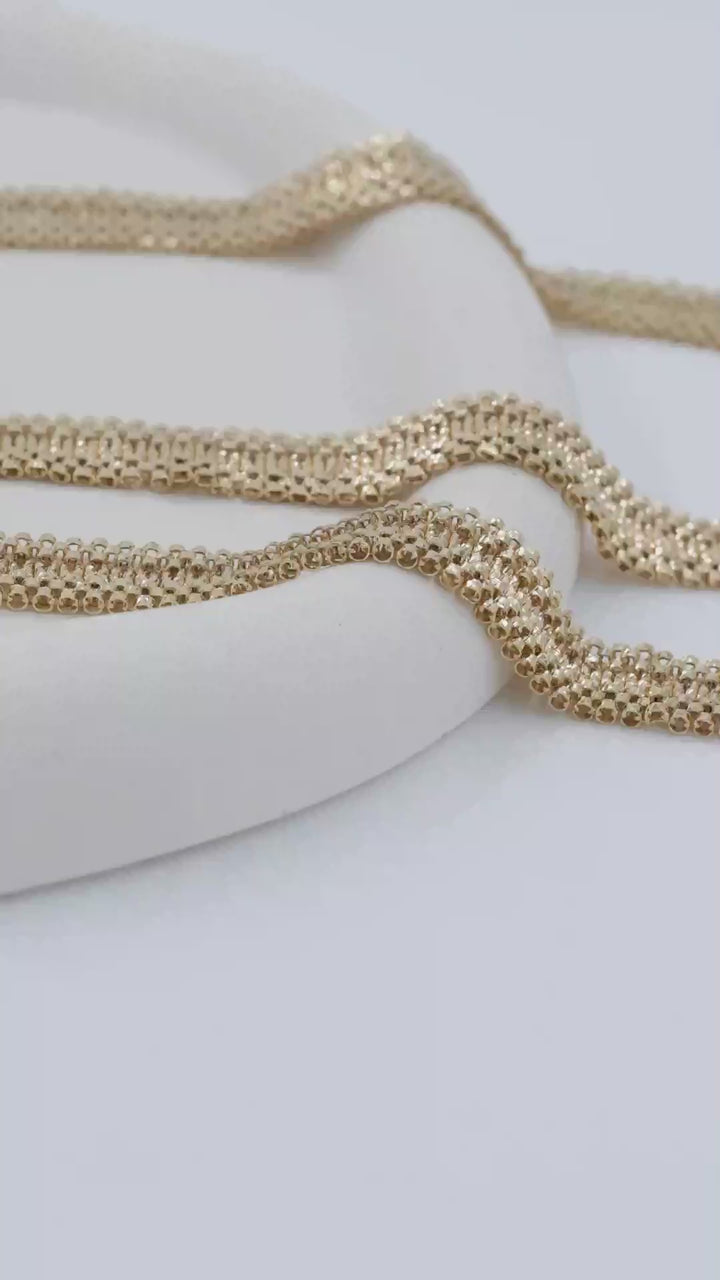 Altın Hasır "Mesh" Model Set – 2’li Kombin "Kolye & Bileklik"