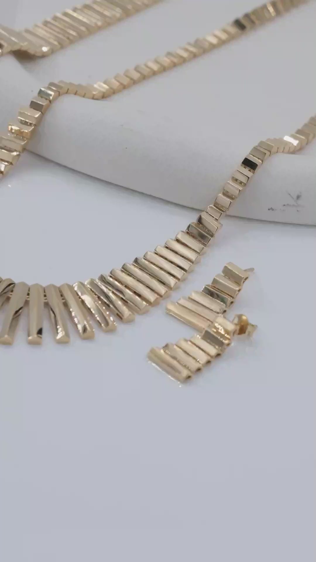 Kleopatra Modern Düğün Seti – 3’lü Altın Takım "Gerdanlık, Bileklik, Küpe"