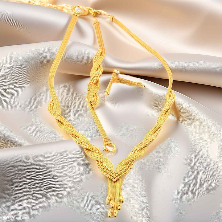 14 Ayar Altın Düğün Seti – Gerdanlık, Bileklik ve Küpe Üçlüsü - Güzelse Çizgidendir