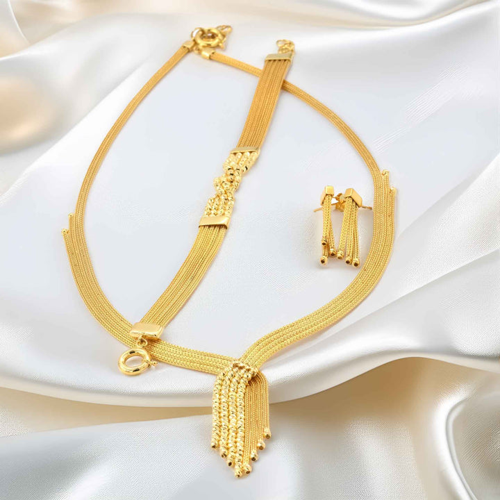 14 Ayar Altın Düğün Seti İtalyan Küpe, Bileklik ve Gerdanlık - Güzelse Çizgidendir