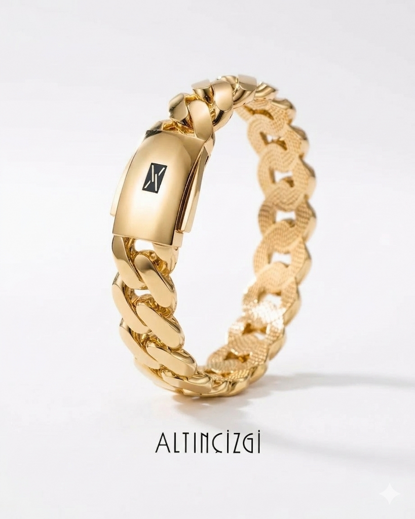 14 K Gold Gourmette Bracelet